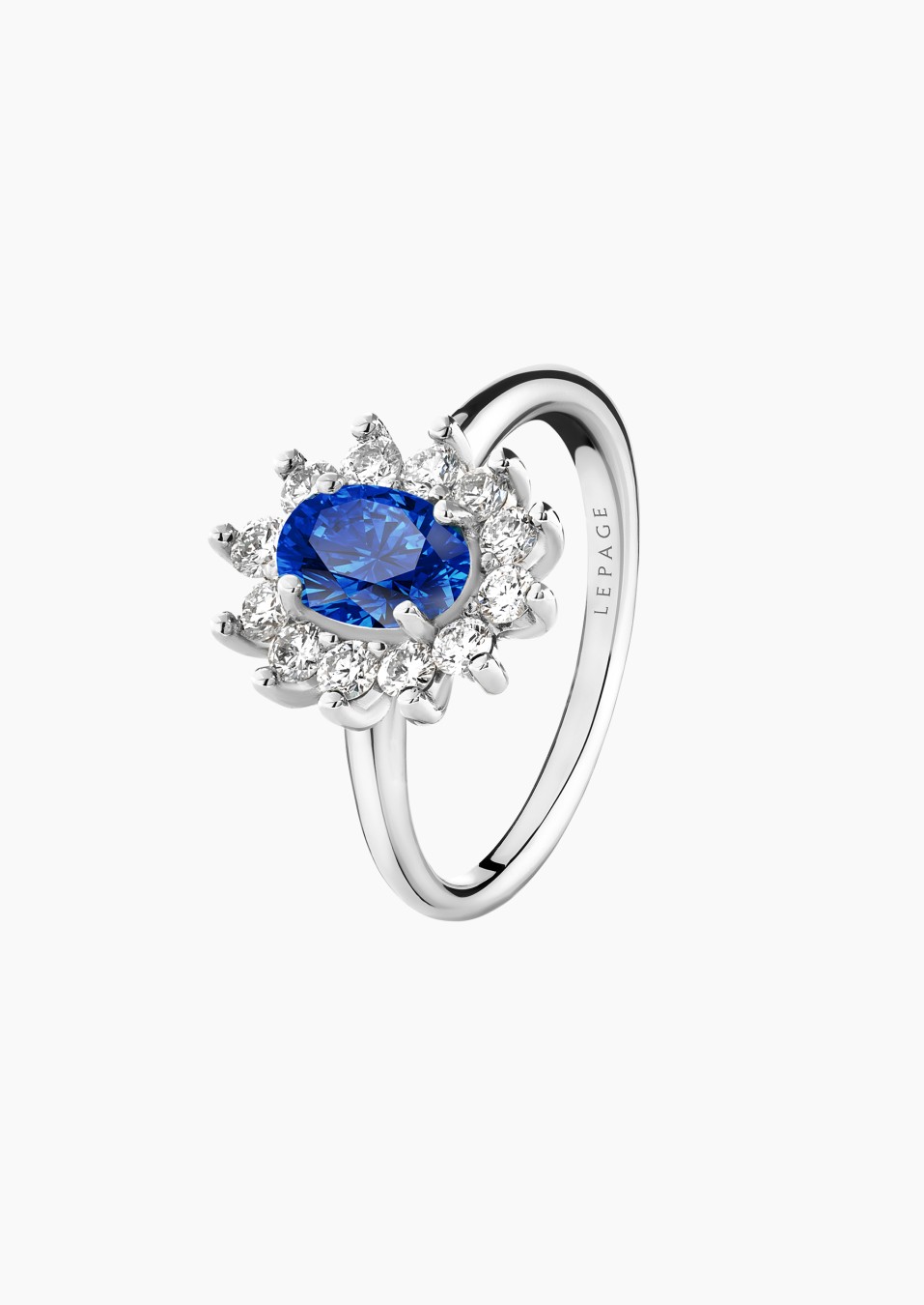 Daisy ring in gold, sapphire and diamonds / Lepage