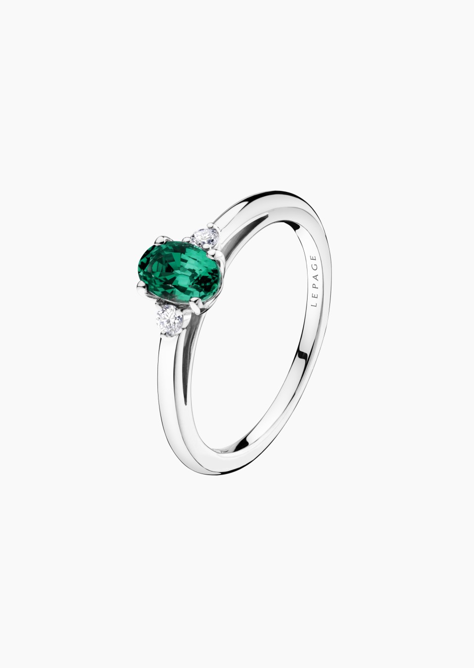 Bague Roméo en or, émeraude et diamants / Lepage