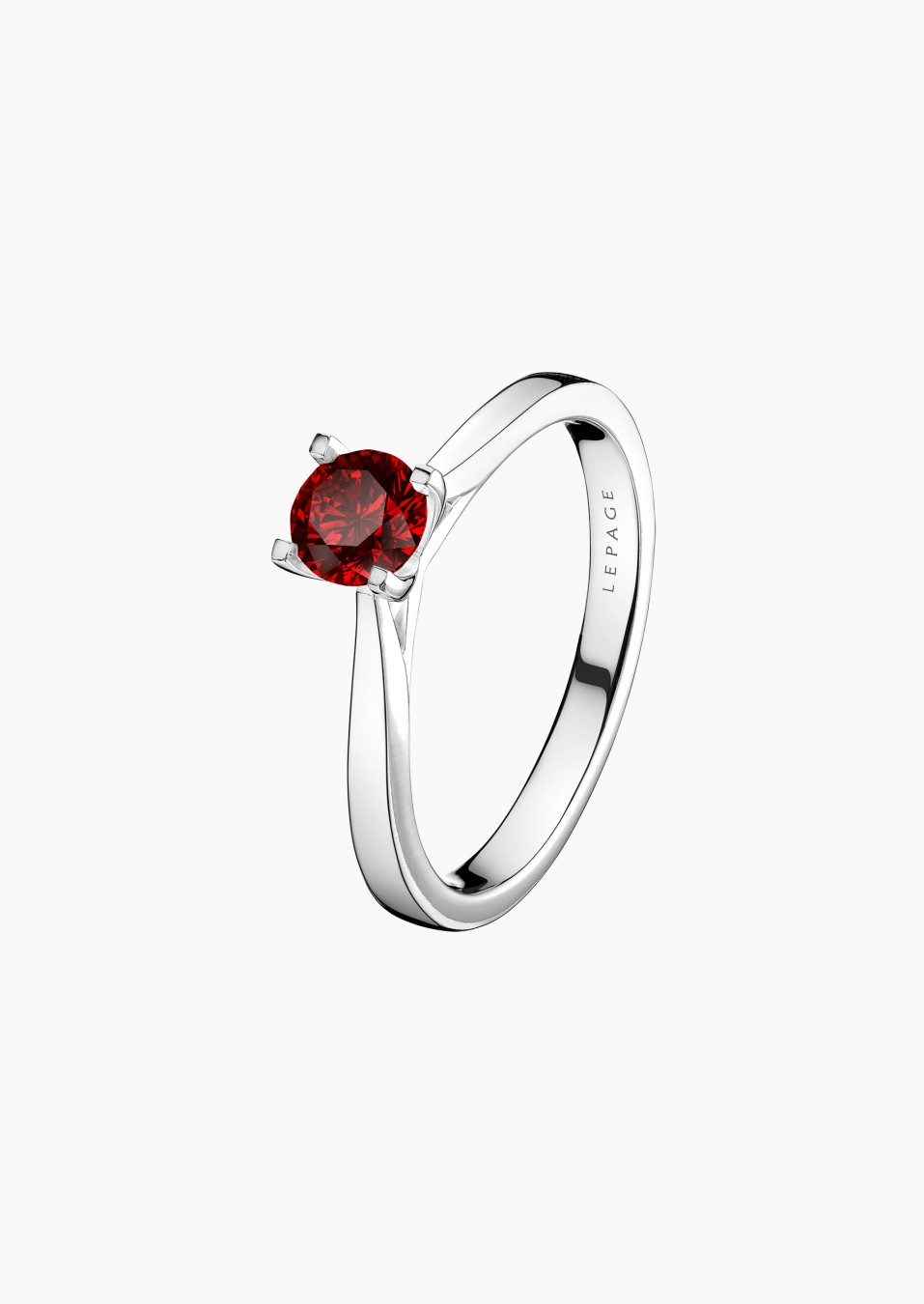 Cupidon solitaire in gold and ruby / Lepage