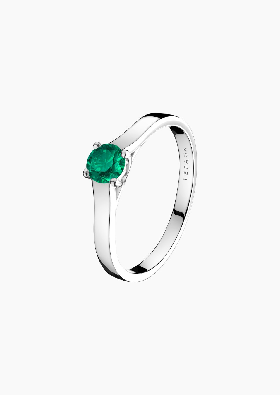 Jackie solitaire in gold and emerald / Lepage