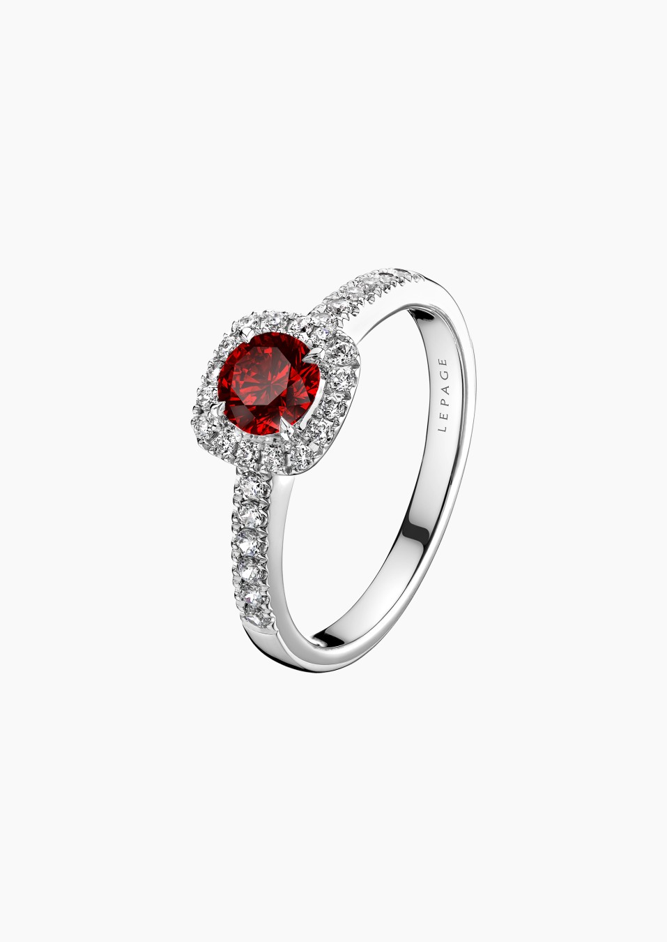 Solitaire Madame Rose en or, rubis et diamants / Lepage