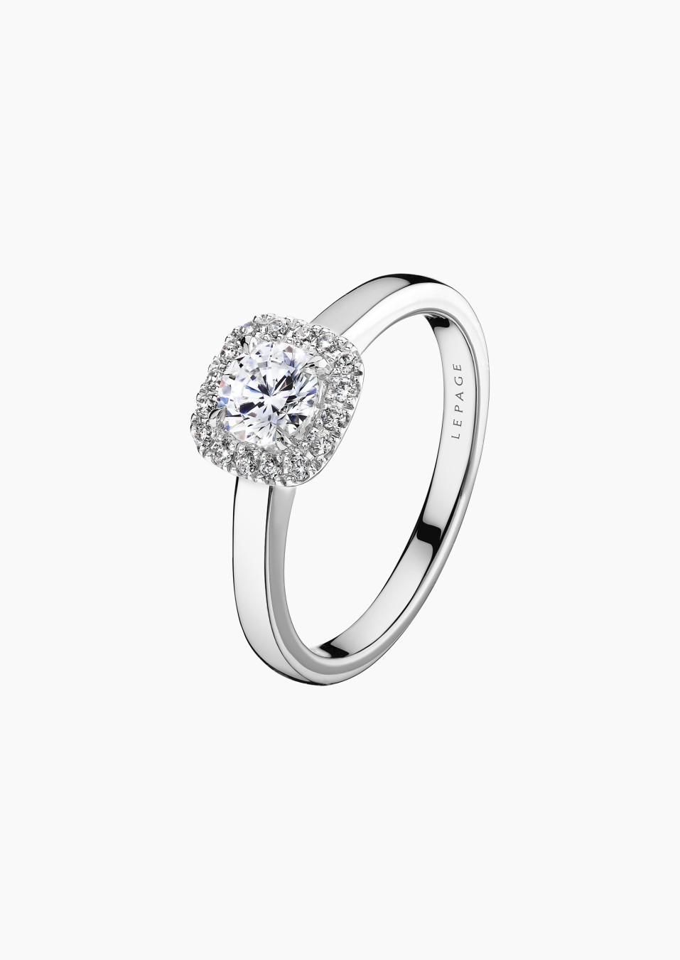 Solitaire Jolie-Rose en or blanc et diamants / Lepage