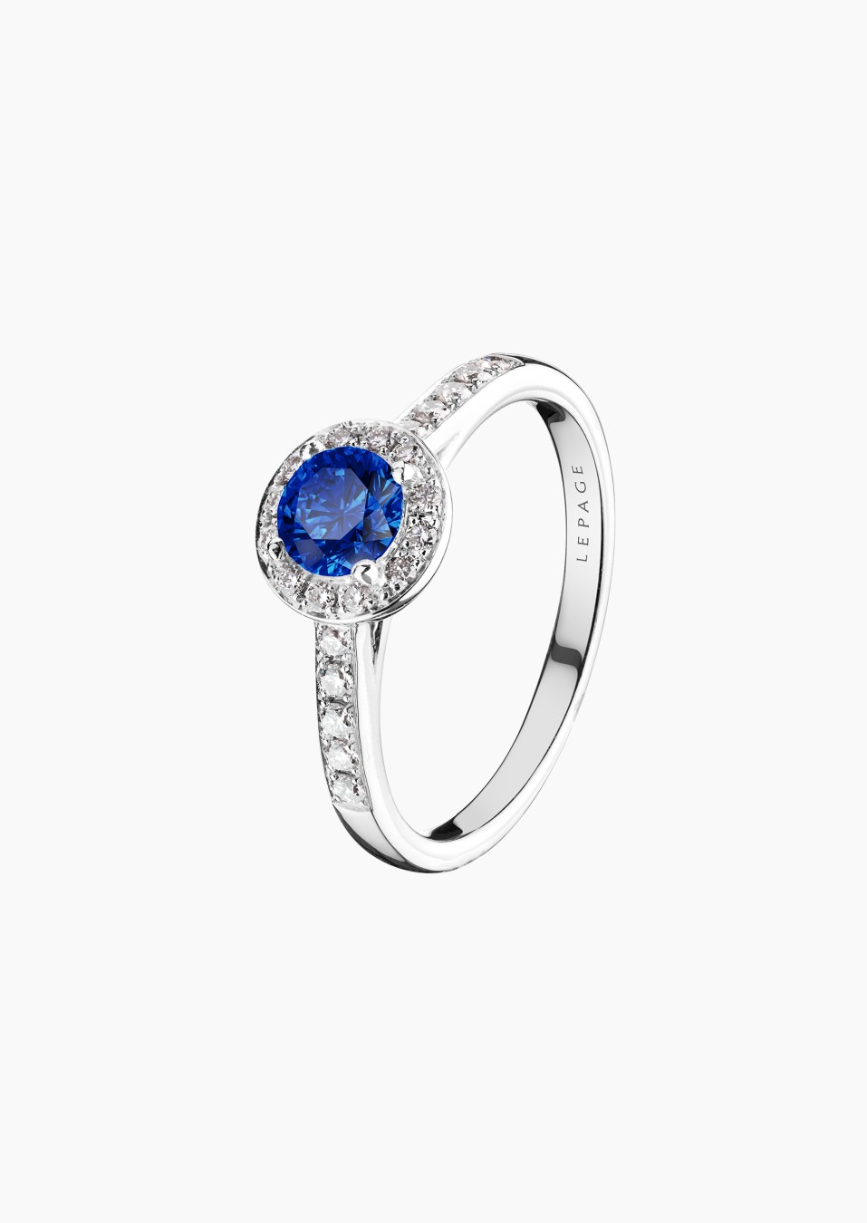 Coquette solitaire in gold, sapphire and diamonds / Lepage