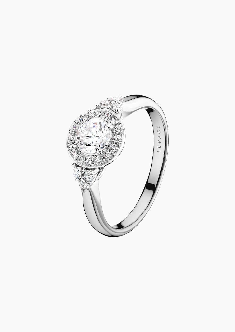 Pompadour solitaire in gold and diamonds / Lepage