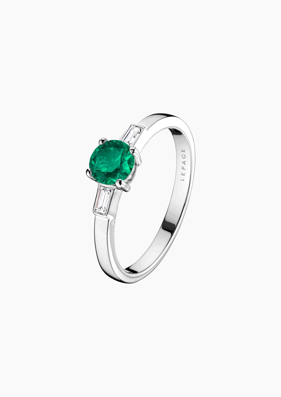 Albert solitaire in gold, emerald and diamonds / Lepage