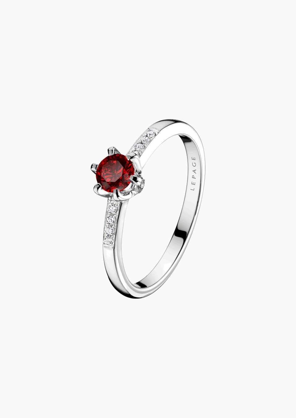 Solitaire Achille en or, rubis et diamants / Lepage