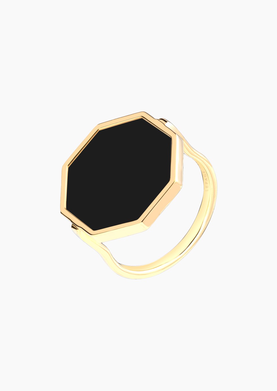 Octo ring in yellow gold and onyx / Lepage