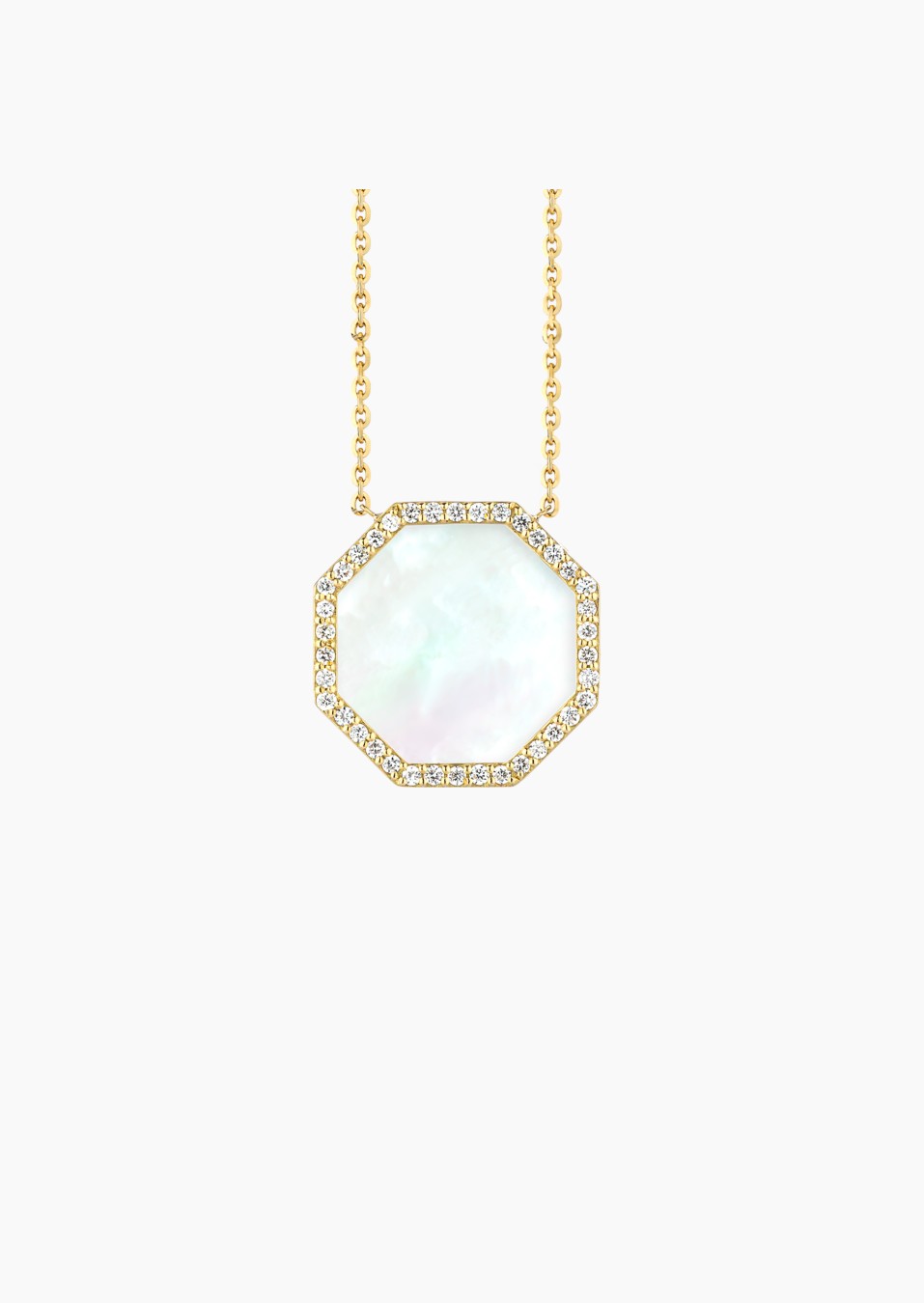 Octo necklace in gold, white mother-of-pearl and diamonds / Lepage