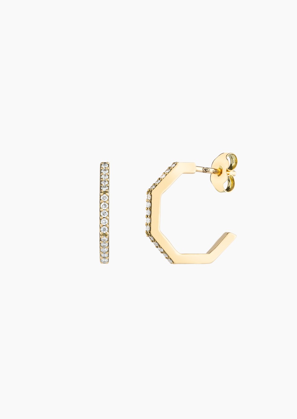 Octo hoop earrings in yellowgold and diamonds / Lepage